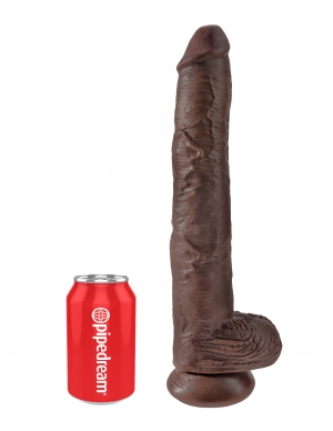 King Cock 14 inches Cock with Balls Brown Dildo Deal RD. Do you want your first dildo to look and feel just like the rock hard stud you have always fantasized about? Stop dreaming and get down with the King! Every vein