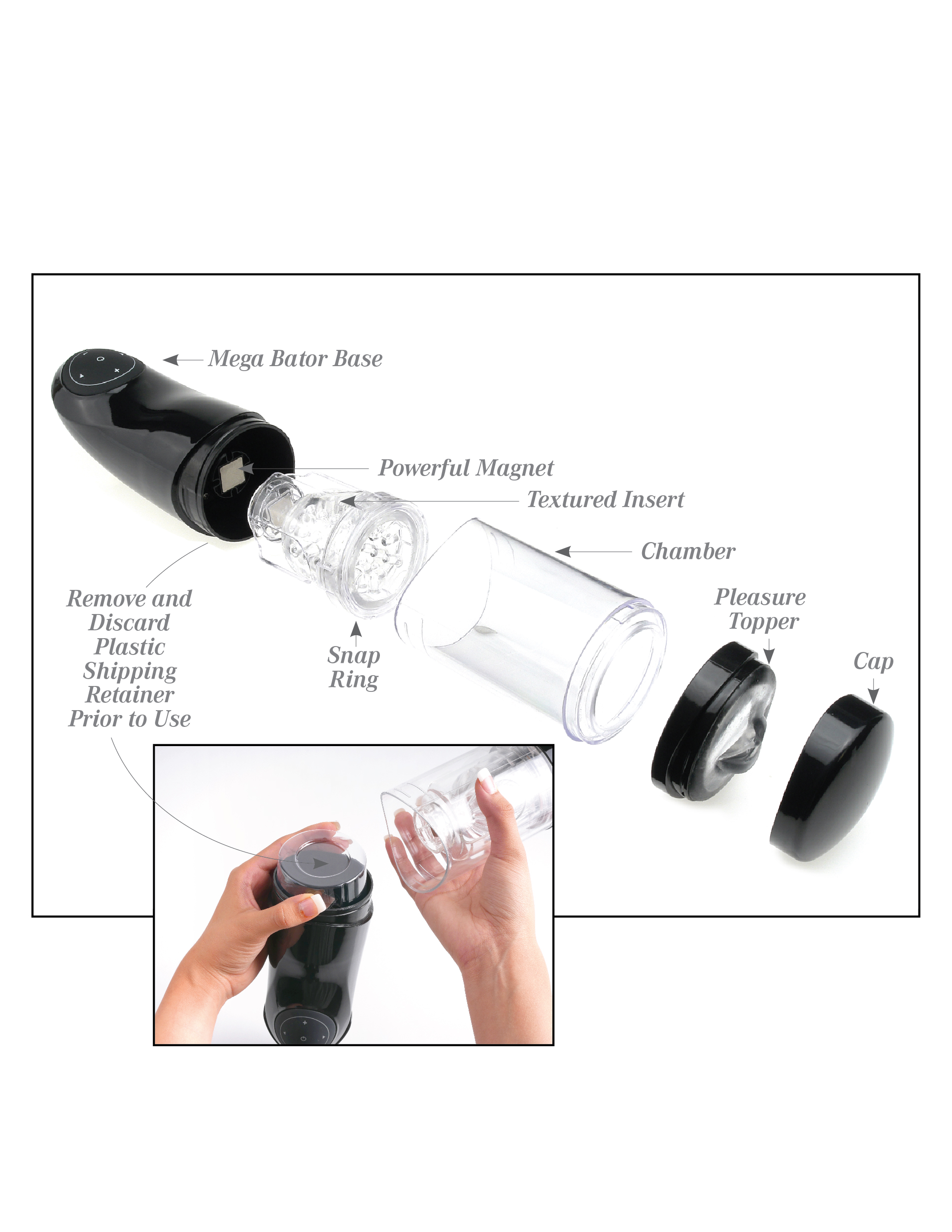 Pipedream Extreme Toyz Mega Bator Ass male masturbation device. Experience the most advanced hands free USB Rechargeable strokers ever made! The Mega Bator is the only hands free masturbator in the world that does all of the work for you while you watch y