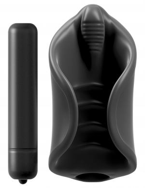 PDX Elite Vibrating Silicone Stimulator Black. Created to stimulate the most sensitive parts of your shaft for an intense masturbation experience! Experience peak masturbation performance and ultimate pleasure! Soft