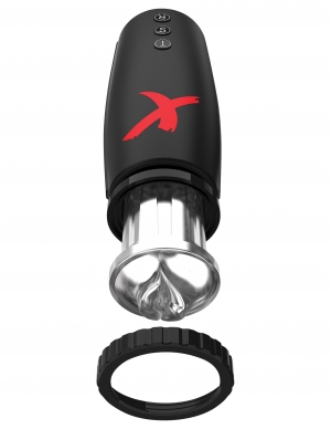 PDX Elite Moto Bator Stroker from PDX Brands. Experience the ultimate hands free experience! Intense suction and powerful piston action thrusting gives you intensified orgasms and maximum pleasure! Suction and thrusting can be enjoyed both together and se