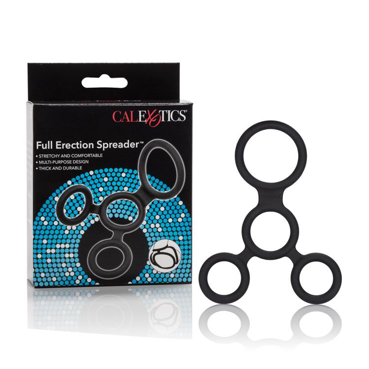 Full Erection Spreader Spreader Ring Black from California Exotic Novelties. Get the support you need for the ultimate thrilling orgasm. This Ring is designed to get you hard and keep you there! As simple to dissemble as it is easy to use