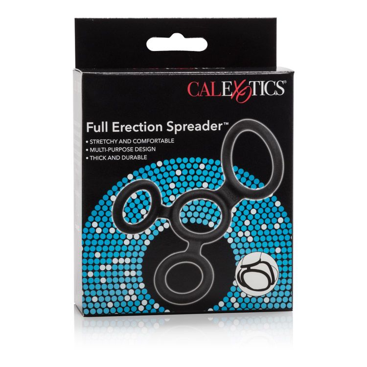 Full Erection Spreader Spreader Ring Black from California Exotic Novelties. Get the support you need for the ultimate thrilling orgasm. This Ring is designed to get you hard and keep you there! As simple to dissemble as it is easy to use