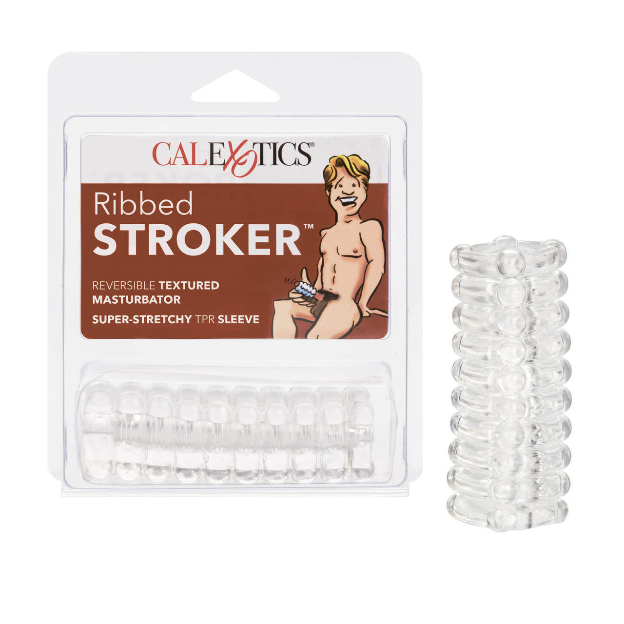 Ribbed Stroker from California Exotic Novelties. Elevate your intimate solo play with the versatile Ribbed Stroker Masturbator. The ultra soft and super stretchy Sleeve is easy to use and engulfs the erect penis for instant stroking action. The pliable