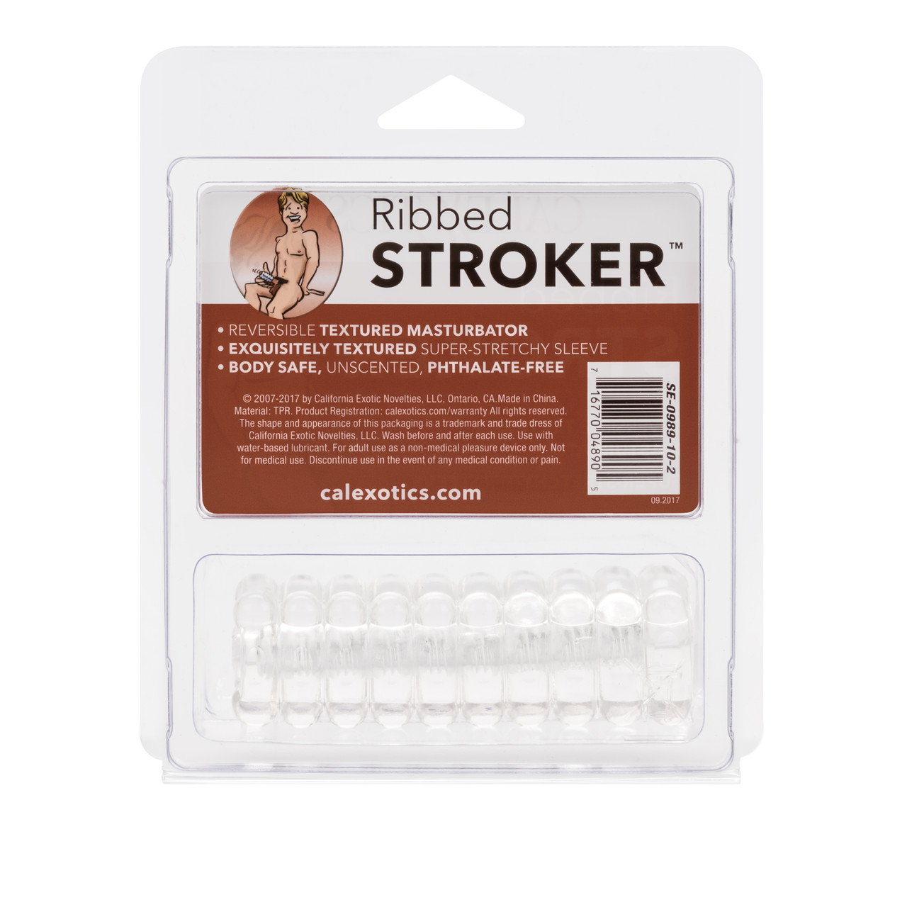 Ribbed Stroker from California Exotic Novelties. Elevate your intimate solo play with the versatile Ribbed Stroker Masturbator. The ultra soft and super stretchy Sleeve is easy to use and engulfs the erect penis for instant stroking action. The pliable