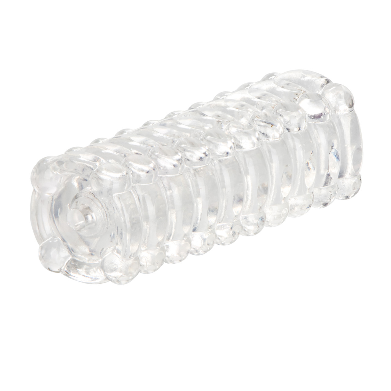 Ribbed Stroker from California Exotic Novelties. Elevate your intimate solo play with the versatile Ribbed Stroker Masturbator. The ultra soft and super stretchy Sleeve is easy to use and engulfs the erect penis for instant stroking action. The pliable