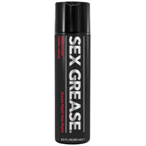 Sex Grease Silicone 8.5 fluid ounces from made by Westridge Labs. Do not use Silicone Based Personal Lubricants on Silicone adult toys. Ingredients for the Sex Grease Silicone Based Ingredients: Cyclopentasiloxane