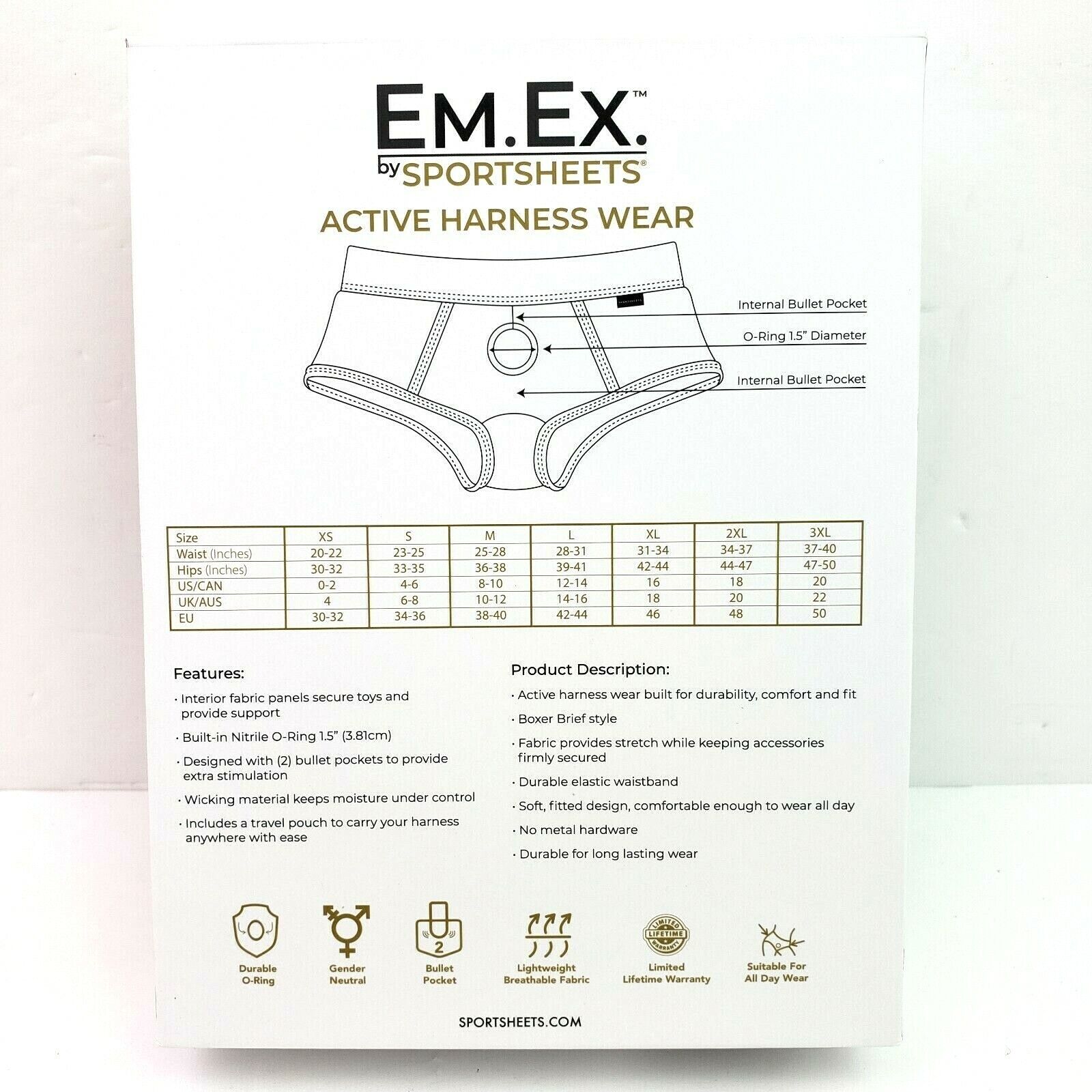 Sportsheets Em Ex Gray Fit Active Harness Wear Medium Strap On. Designed for an active fit all day and all night