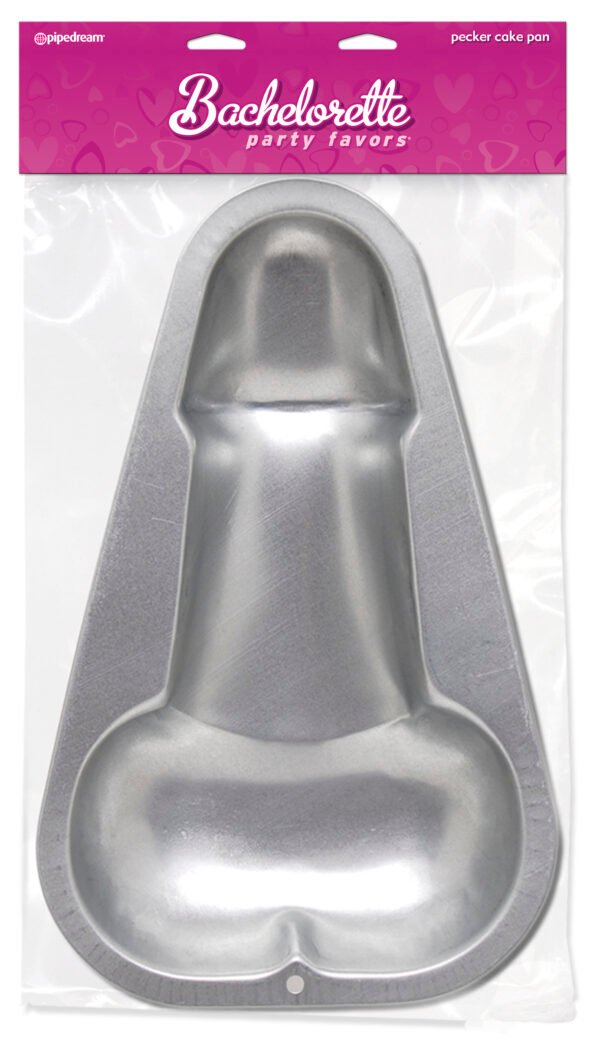 Bachelorette Party Favors Pecker Cake Pan from Pipedream Products. For the erotic baker in you. The whole sheet cake is about 10 inches long. Pan measures 11 inches in length