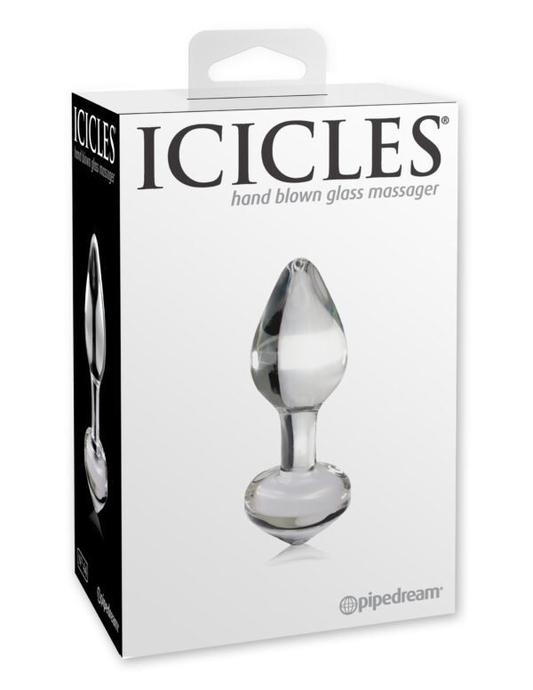 Pipedream Products Icicles line Icicles number 44 butt plug clear. Non-vibrating anal sex probe. Elegant