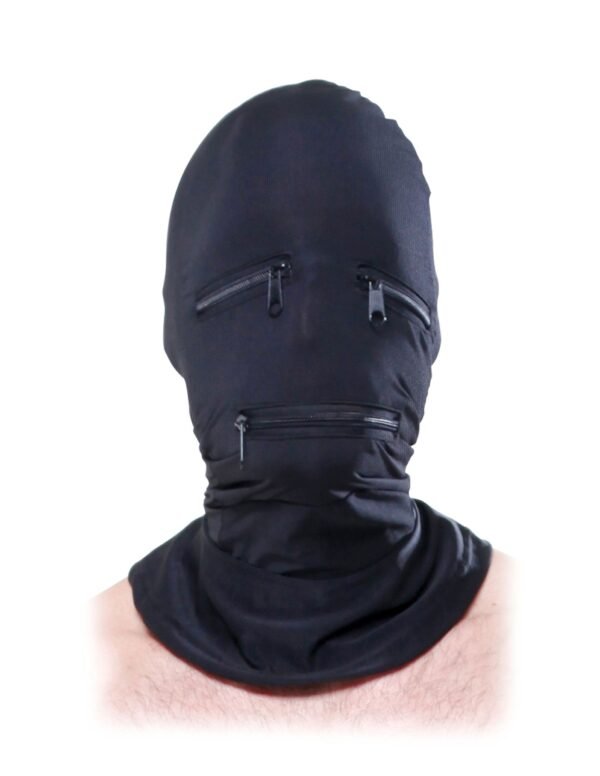 Fetish Fantasy Series Zipper Face Hood Black from Pipedream Products. Keep your subject silent and obedient with this Zipper Face hood. This light weight hood is made from high quality Polyester