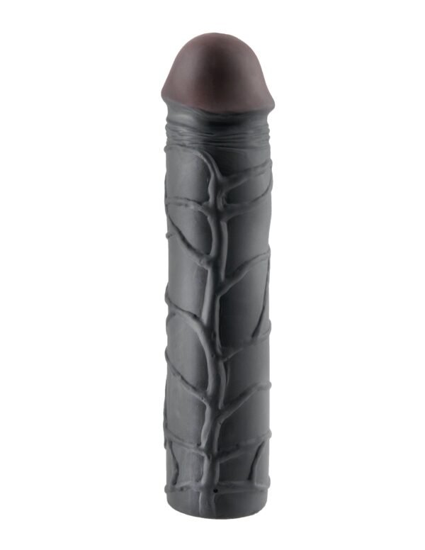 Fantasy X-Tensions Mega Extension 3 inches Dark Skin Tone Black from Pipedream Products. Turn your penis into an instant pleasure machine with the incredible Fantasy X-Tensions. Now you can be all the man you can be and satisfy your partner with this easy