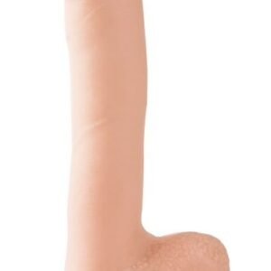 Basix Rubber Works 10 inches Ballsy  Light Skin Tone Beige Flesh Dong with Suction Cup Base from Pipedream Products. This dong is the perfect size for pleasure anytime.Thick