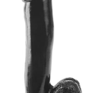 Basix Rubber Works 12 inches Dong with Suction Cup Dark Skin Tone Black from Pipedream Products. Great for beginners and experts alike