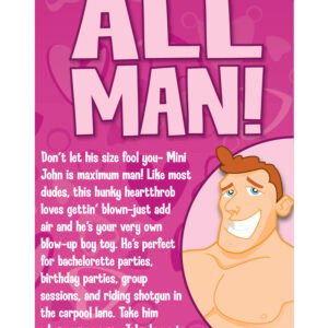 Bachelorette Party Favors Travel Size John Blow Up Doll. Travel Size John Blow Up Doll is gag gift is the perfect choice for a party where a full size doll might be hard to sneak in. John is a diminutive 26 inches tall and a perfect mini replica of a blow