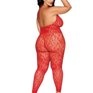RHINESTONE BODYSTOCKING POINSETTIA Q/S