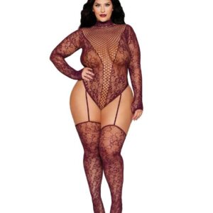 TEDDY BODYSTOCKING CHERRY LACQUER Q/S
