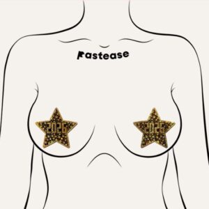 PASTEASE HAPPY NEW YEAR 2026 BLACK & GOLD STAR NIPPLE