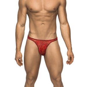 BONG THONG STRETCH LACE RED S/M