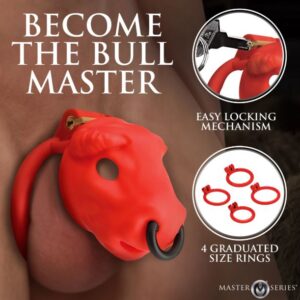 MASTER SERIES BULL CHASTITY CAGE RED
