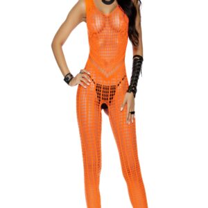 SHORT SLEEVE BODYSTOCKING NEON ORANGE O/S