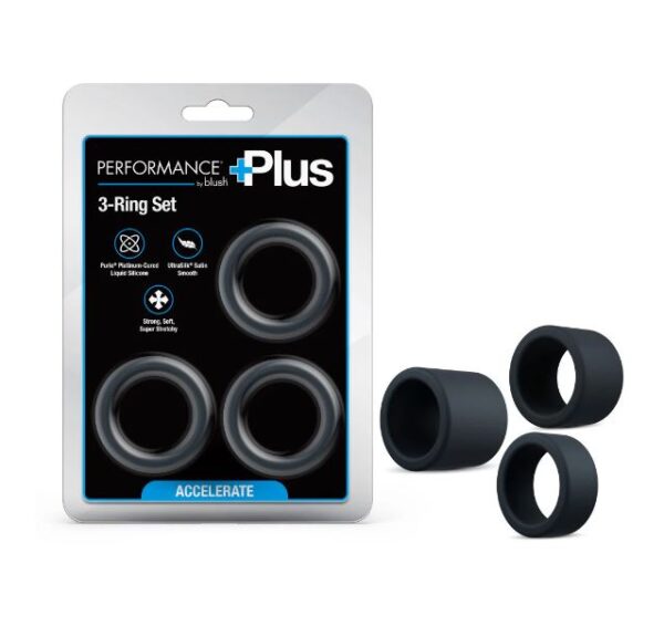 PERFORMANCE PLUS ACCELERATE 3 COCK RING PLAT/BLACK