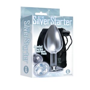 9'S SILVER STARTER BEJEWELED STEEL PLUG DIAMOND