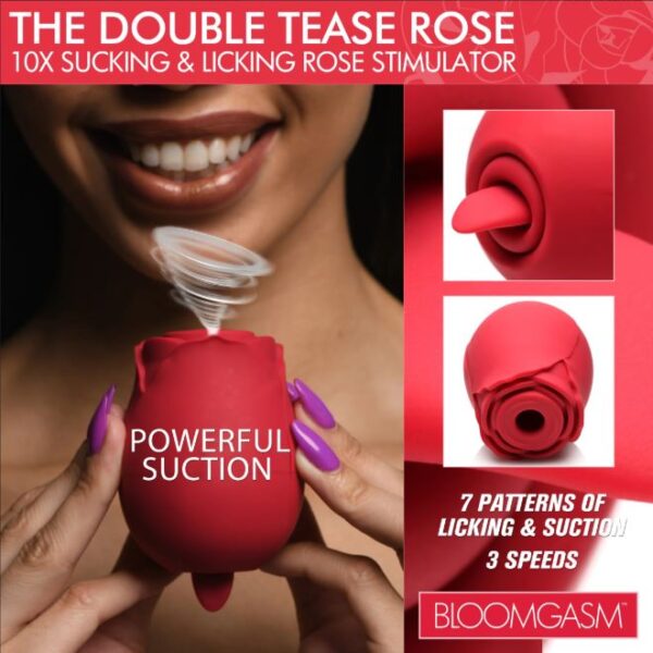 (D)THE DOUBLE TEASE ROSE 10X SUCKING & LICKING ROSE SIMULATOR