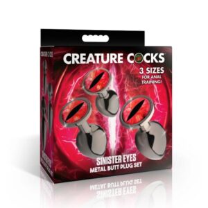 CREATURE COCK SINISTER EYE METAL BUTT PLUG SET
