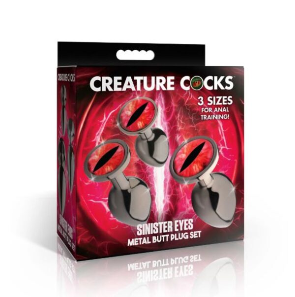 CREATURE COCK SINISTER EYE METAL BUTT PLUG SET