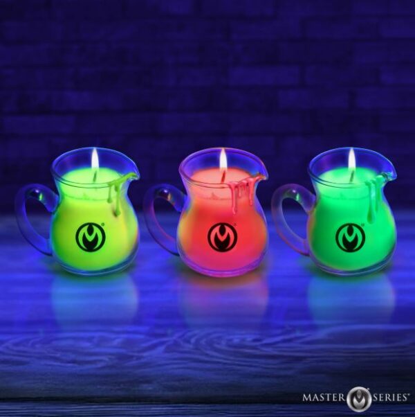 MASTER SERIES GLOW POUR DRIP CANDLE SET OF 3 BLACKLIGHT REACTIVE