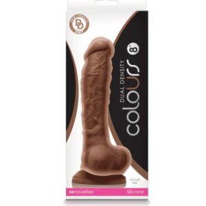 COLOURS DUAL DENSITY 8IN DILDO BROWN