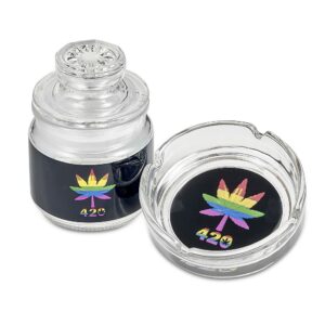 RAINBOW LEAF ASHTRAY & STASH JAR SET