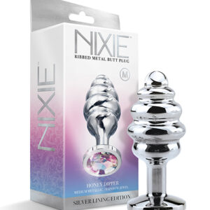 NIXIE HONEY DIPPER MEDIUM RIBBED STAINLESS STEEL PLUG