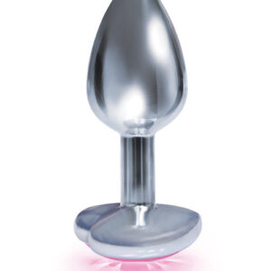 9'S SILVER STARTER HEART BEJEWELED STEEL PLUG PINK