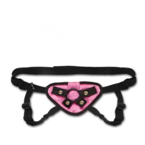 VELVET KNIT STRAP ON HARNESS PINK