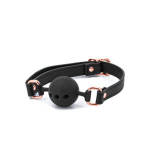 BONDAGE COUTURE BALL GAG BLACK W/ ROSE GOLD