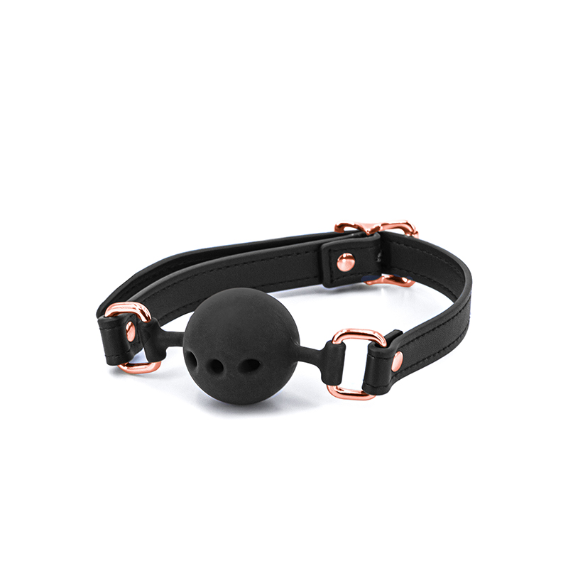 BONDAGE COUTURE BALL GAG BLACK W/ ROSE GOLD
