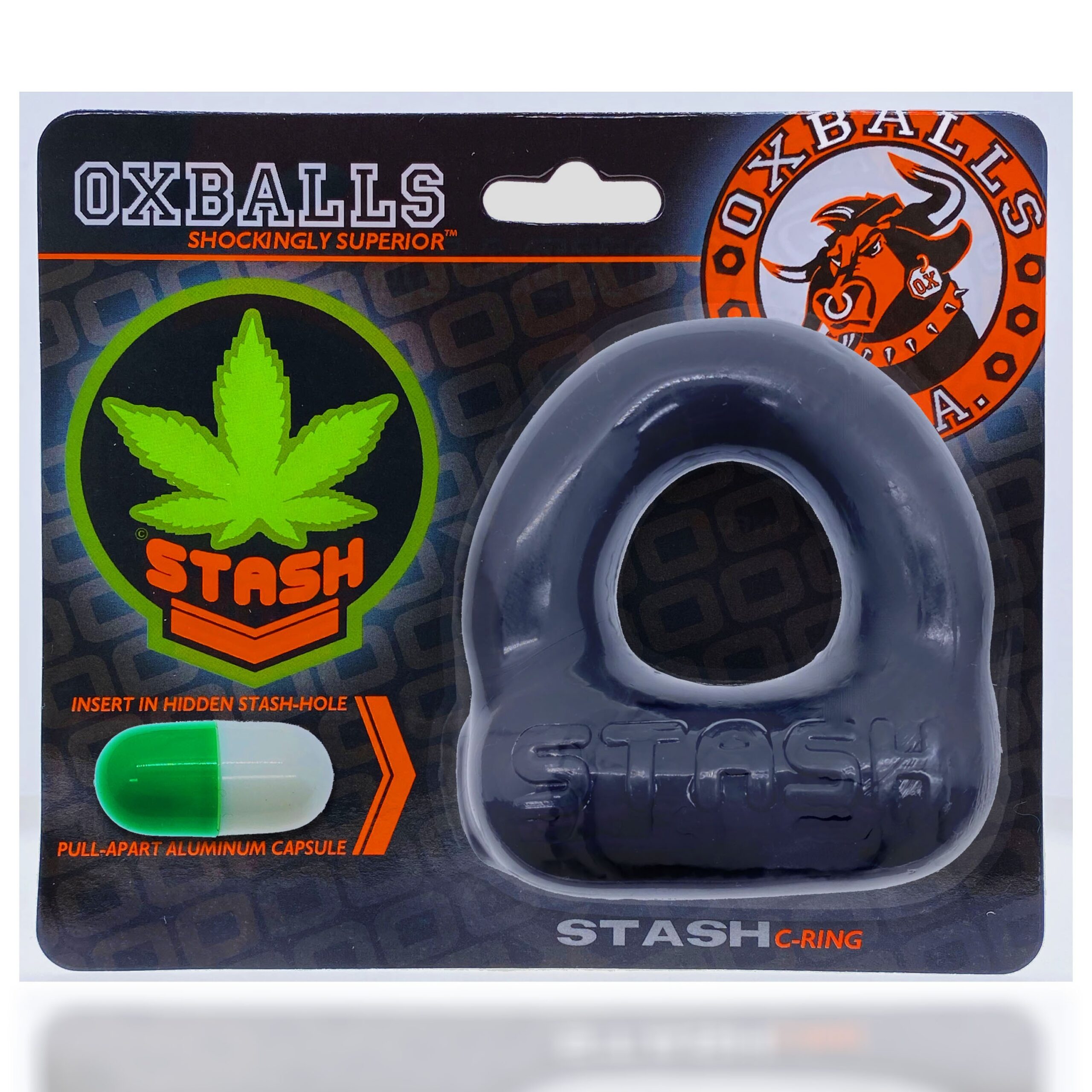 STASH COCKRING W/ CAPSULE INSERT BLACK (NET)