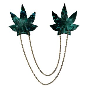 SHATTERED GLASS DISCO BALL WEED W GOLD CHAIN NIPPLE PASTIES