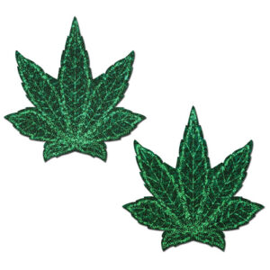 PASTEASE INDICA POT LEAF GLITTER GREEN WEED NIPPLE PASTIES