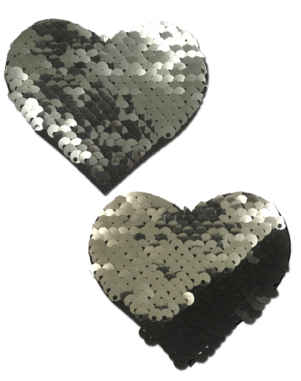 PASTEASE SILVER & BLACK COLOR CHANGING SEQUIN HEARTS