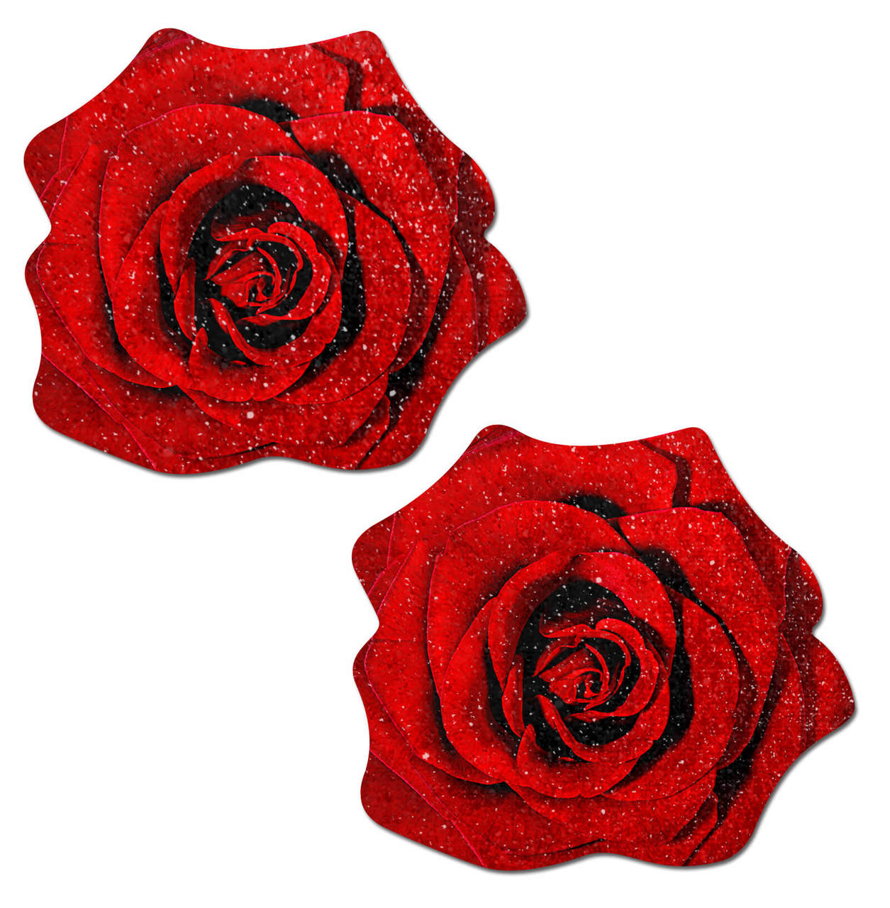 PASTEASE ROSE RED GLITTER VELVET NIPPLE PASTIES