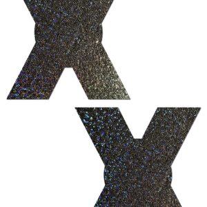 PASTEASE X BLACK GLITTER NIPPLE PASTIES