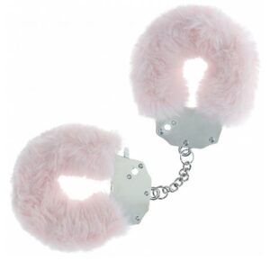 OUCH! HEAVY DUTY FLUFFY HANDCUFFS - POWDER PINK