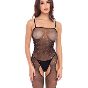 SPARKLE CROTCHLESS BODY STOCKING BLACK O/S
