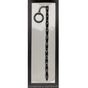 SILICONE PLUG & COCK RING SET URETHRAL SOUNDING BLACK