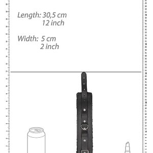 B&W HAND CUFFS W/ STRAPS BONDED LEATHER