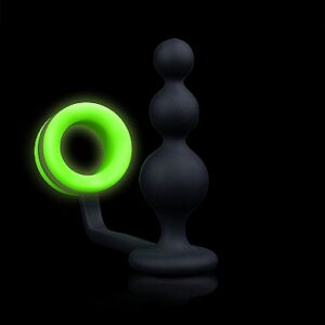 GLOW BEADS BUTT PLUG W/ COCK RING GLOW IN THE DARK