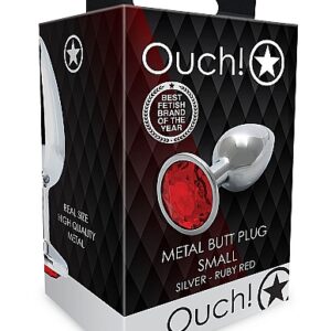 ROUND GEM BUTT PLUG SMALL SILVER RUBY RED