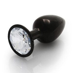 ROUND GEM BUTT PLUG SMALL GUNMETAL DIAMOND